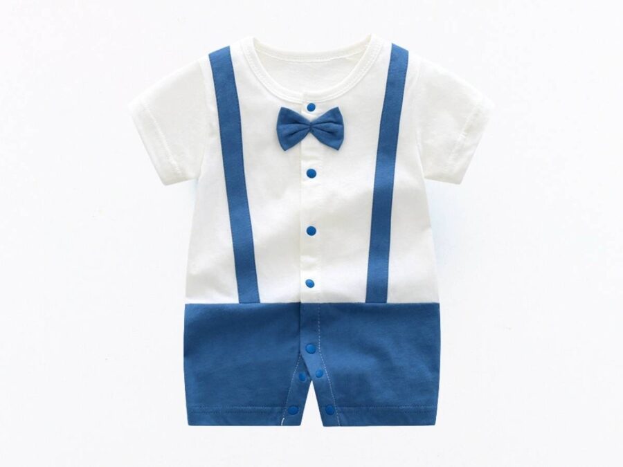 Little Gentleman Romper (Carolina Blue,Newborn-12mth)