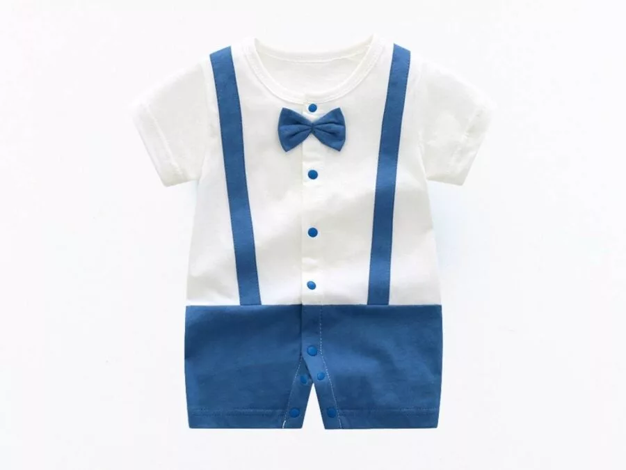 Little Gentleman Romper (Carolina Blue,Newborn-12mth)