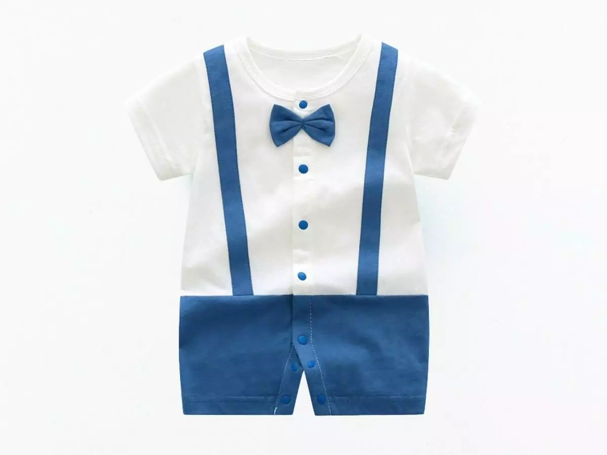 Little Gentleman Romper (Carolina Blue,Newborn-12mth)