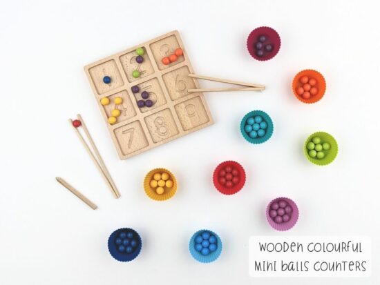 Wooden Colourful Mini Balls Counters