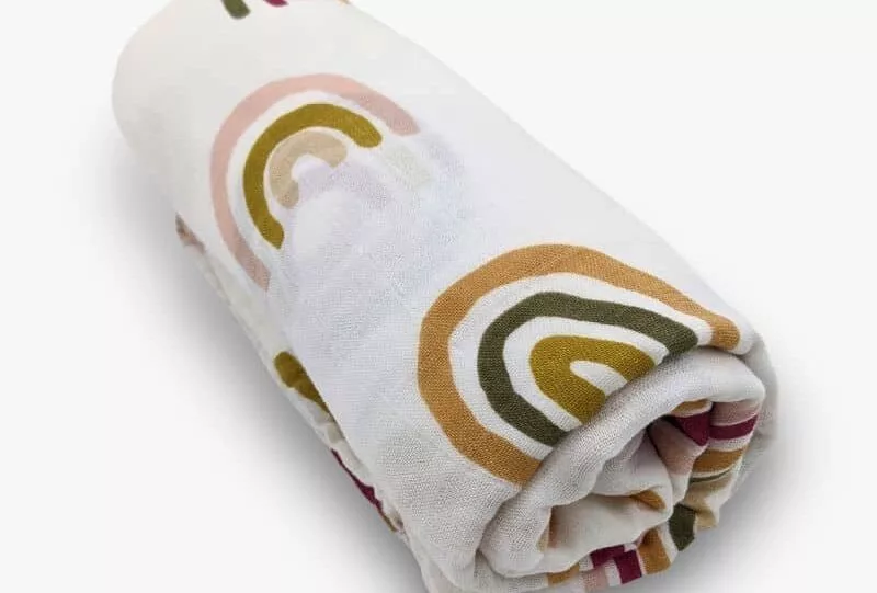 Muslin Swaddle Blanket (Rainbows)