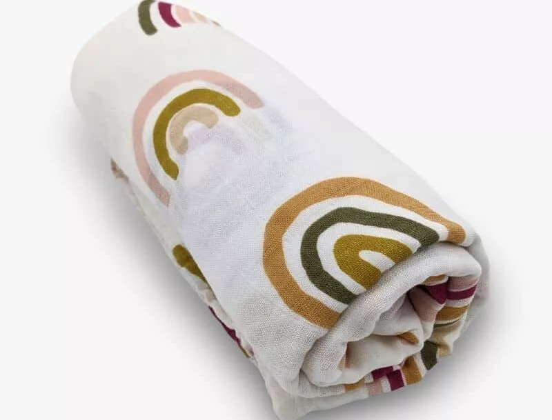 Muslin Swaddle Blanket (Rainbows)