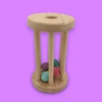 Wooden Rolling Rattle (Colourful)