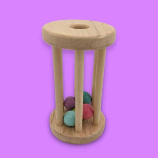 Wooden Rolling Rattle (Colourful)