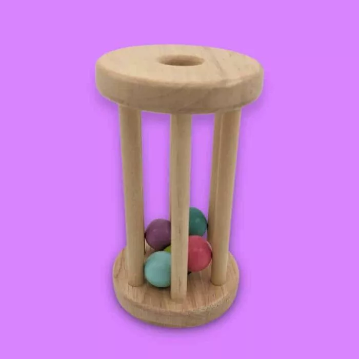 Wooden Rolling Rattle (Colourful)
