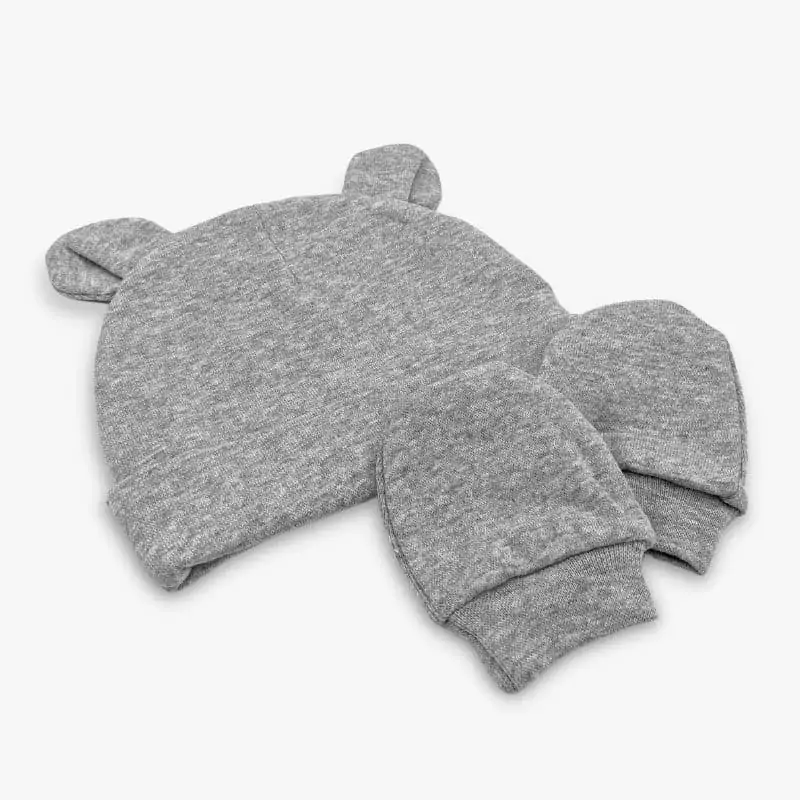Baby Beanie and Mittens (Grey)