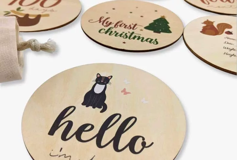 Baby Months Milestone Wooden Cards (Animals)