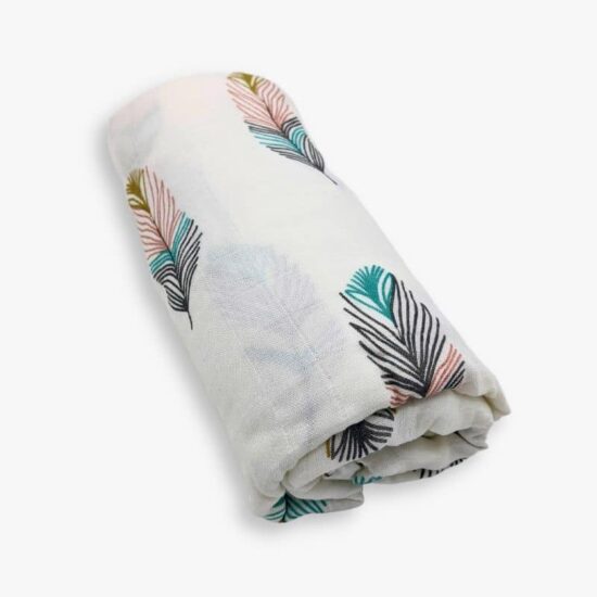 Muslin Swaddle Blanket (Feathers)