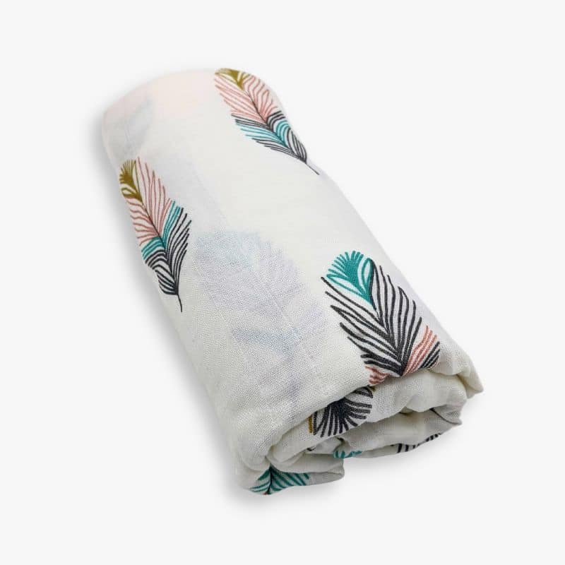 Muslin Swaddle Blanket (Feathers)