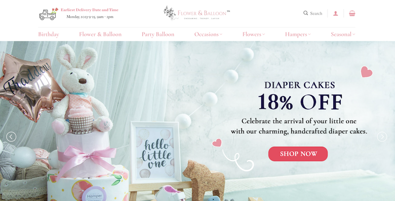 Screenshot of Flower n Balloon Homepage