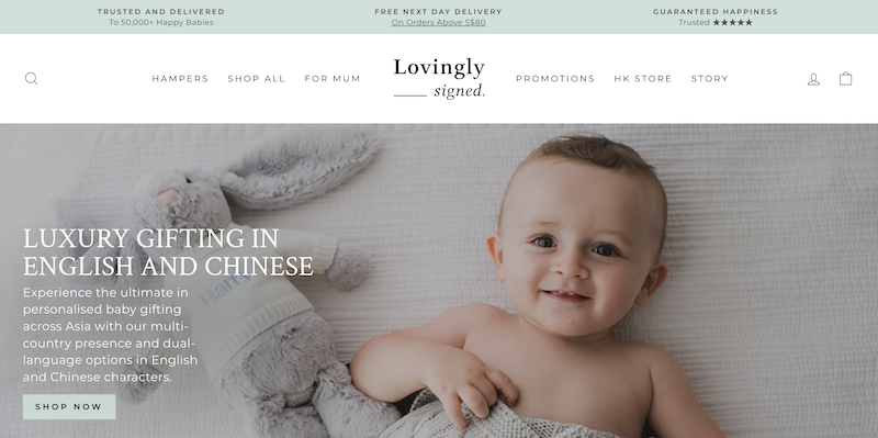 Screenshot of Lovingly Signed Homepage