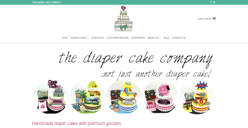 Screenshot of The Diaper Cake Company Website
