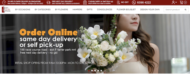 24Hrs City Florist Homepage Screenshot