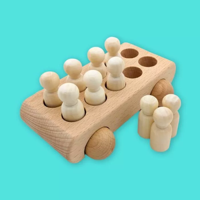Wooden Car With Passengers Toddler Toy