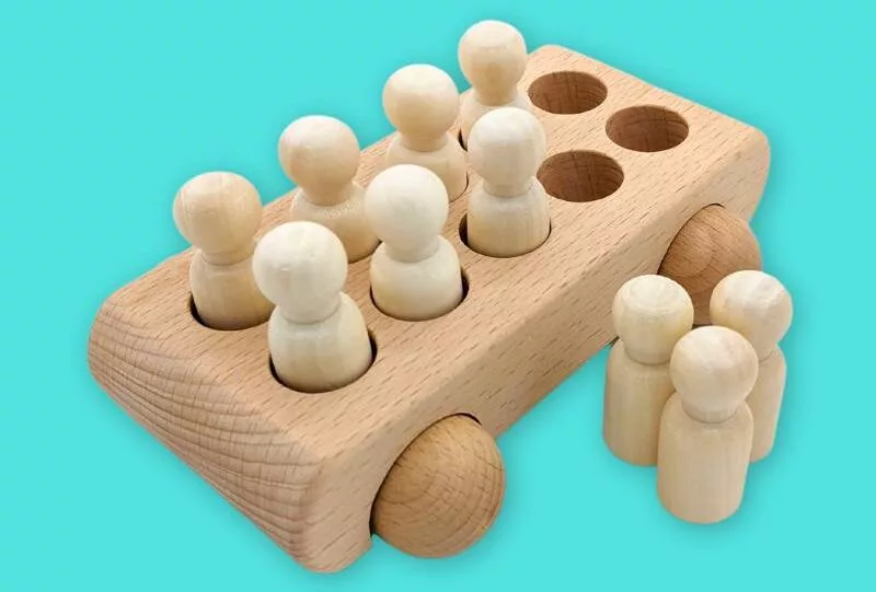 Wooden Car With Passengers Toddler Toy
