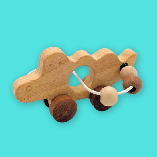 Wooden Crocodile on Wheels Baby Toy