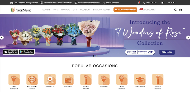 Flower Advisor Homepage Screenshot