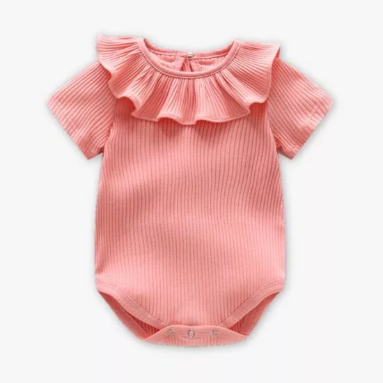 Blush Pink Ruffle-Trimmed Romper