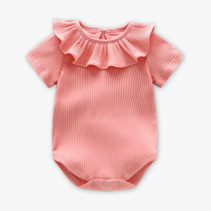 Blush Pink Ruffle-Trimmed Romper