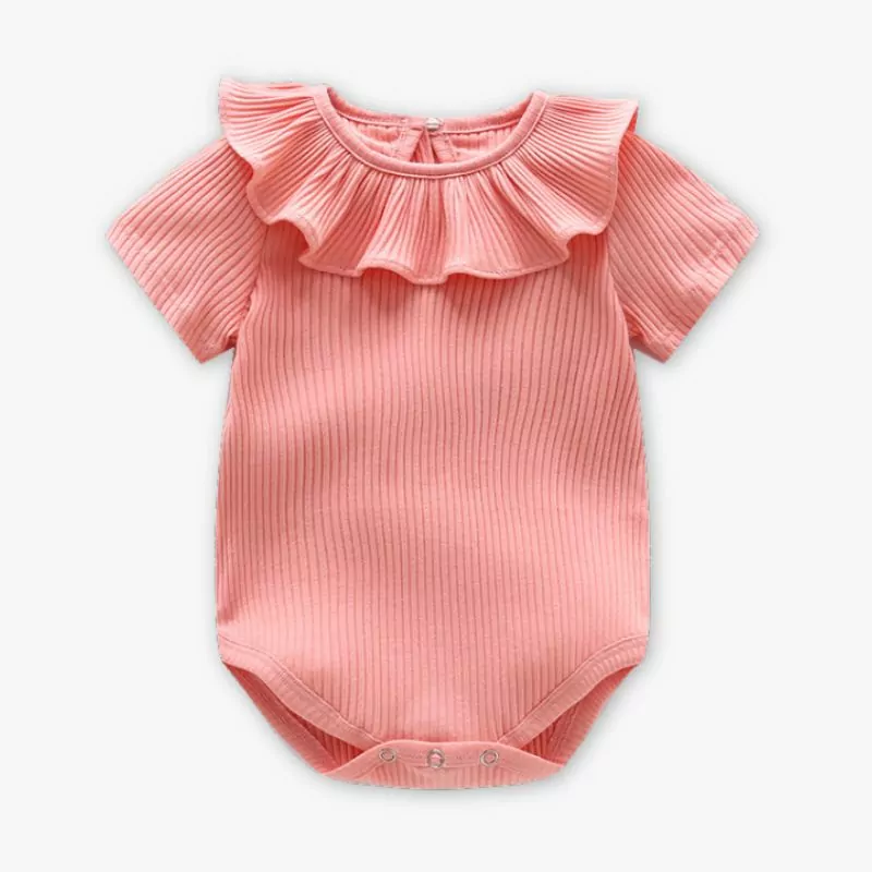 Blush Pink Ruffle-Trimmed Romper
