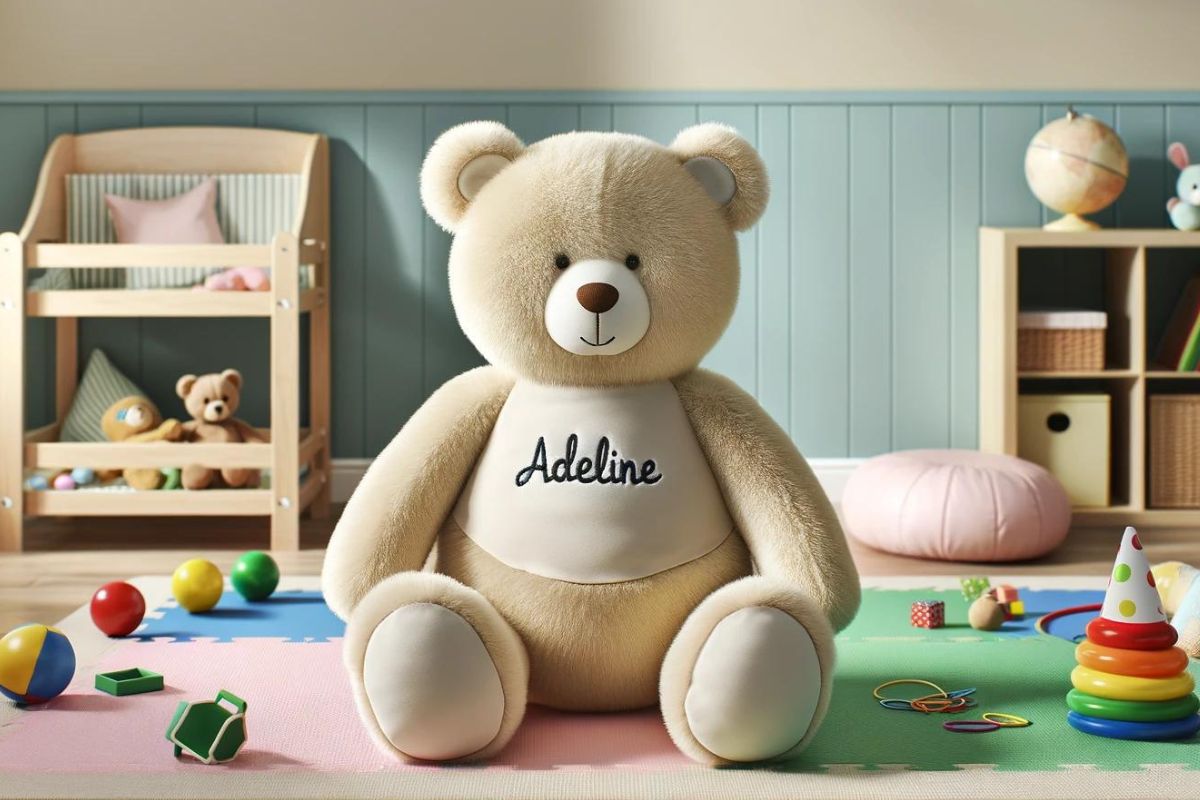 Personalised teddy bear in a baby room