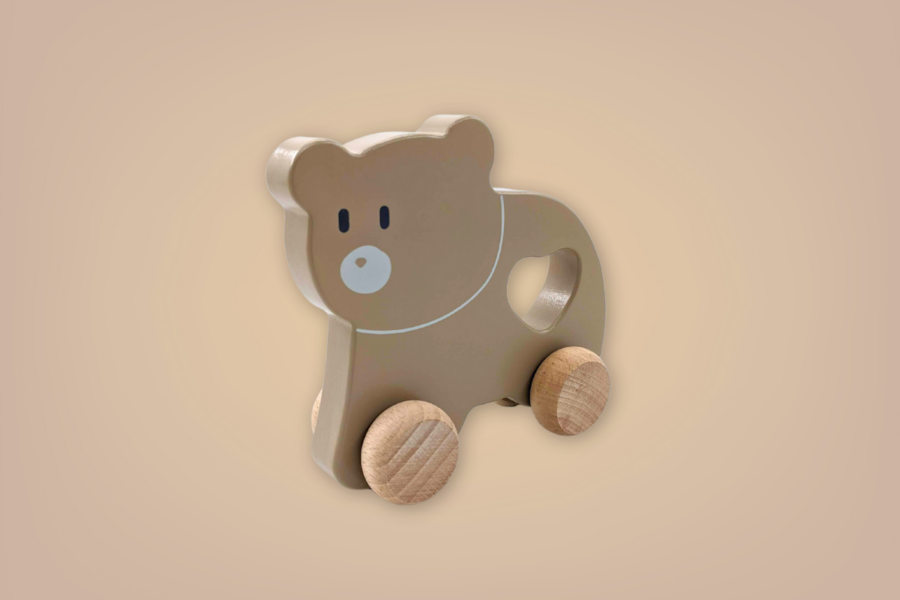 Wooden Pull-Along Brown Bear 1200