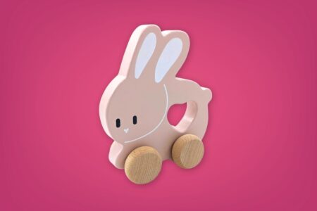 Wooden Pull-Along Pink Bunny
