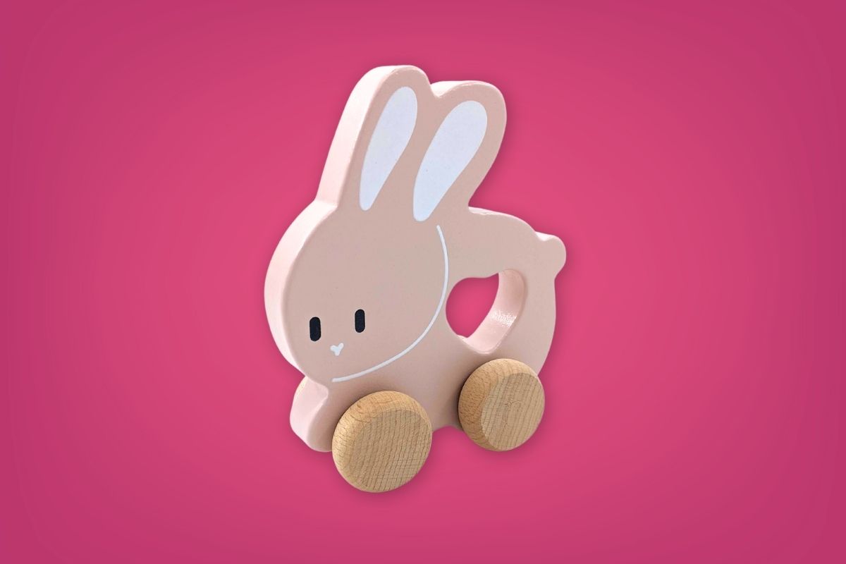 Wooden Pull-Along Pink Bunny