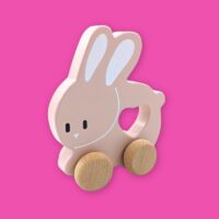Wooden Pull-Along Pink Bunny