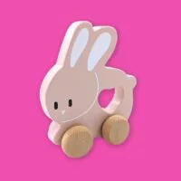 Wooden Pull-Along Pink Bunny