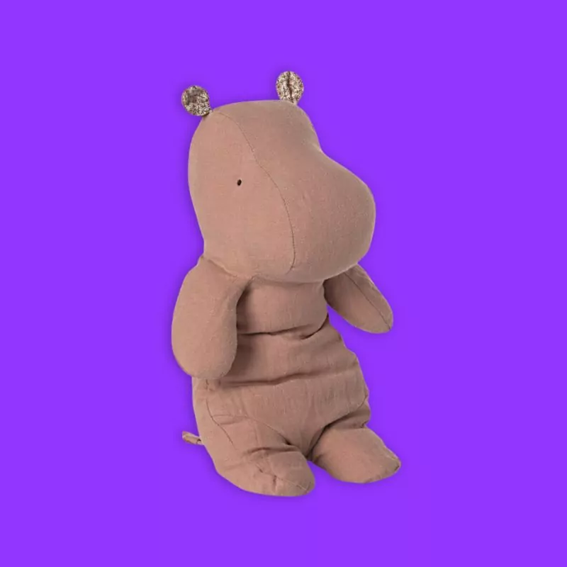 MAILEG Safari friends, Medium Hippo (Old Rose)