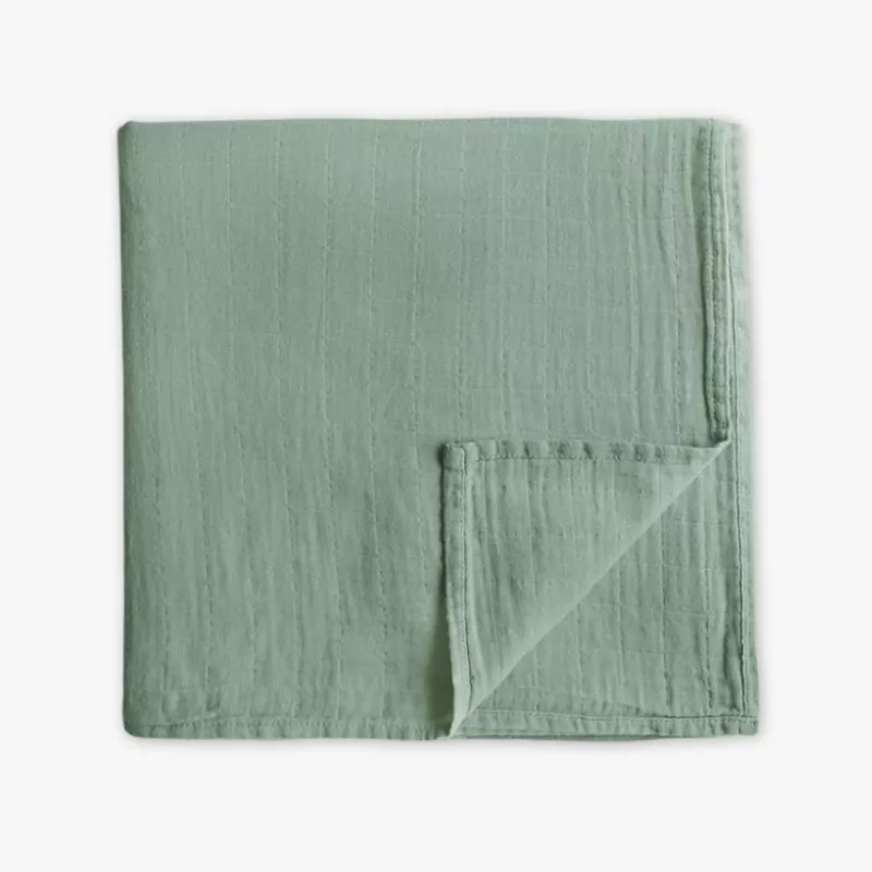 MUSHIE Muslin Swaddle Blanket (Organic Cotton, Roman Green)