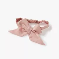 SNUGGLE-HUNNY-Natural Linen Bow Pre Tied Headband Wrap Dusty Pink