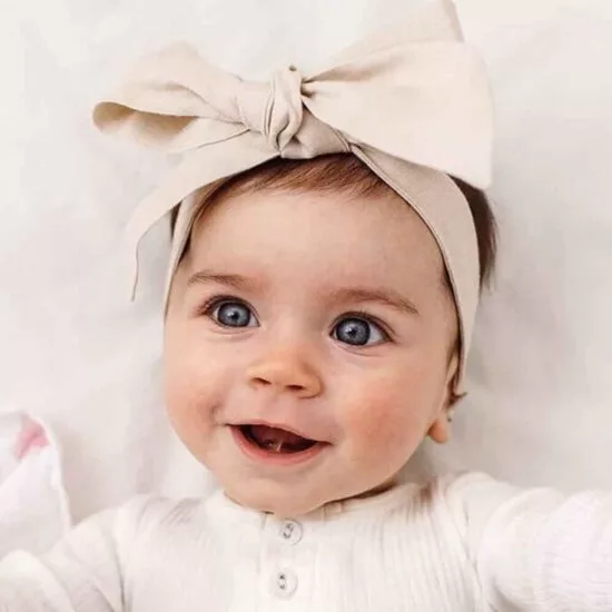 SNUGGLE HUNNY Natural Linen Bow Pre-Tied Headband Wrap (Natural)