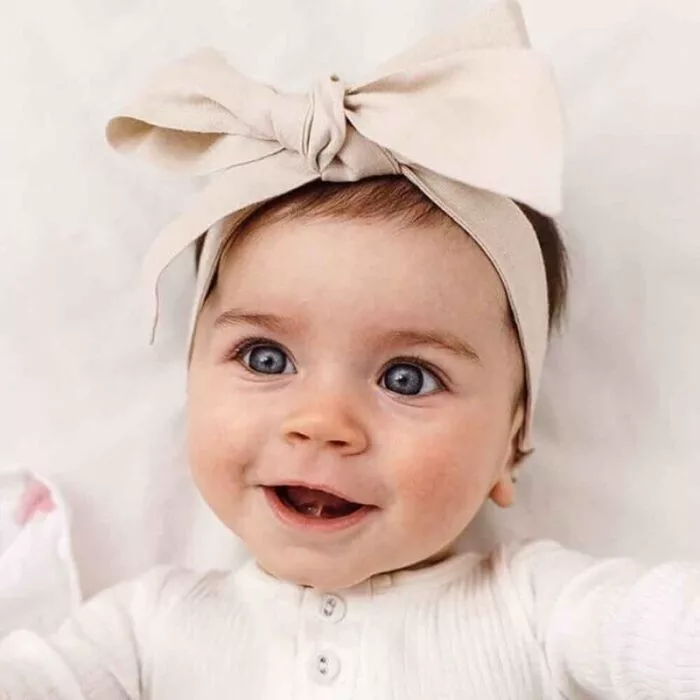 SNUGGLE HUNNY Natural Linen Bow Pre-Tied Headband Wrap (Natural)