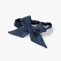 SNUGGLE HUNNY Natural Linen Bow Pre-Tied Headband Wrap (Navy)