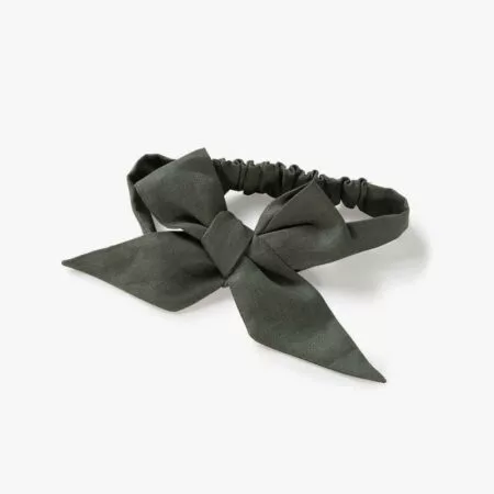 SNUGGLE HUNNY Natural Linen Bow Pre-Tied Headband Wrap (Olive)