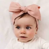 SNUGGLE HUNNY Natural Linen Bow Pre-Tied Headband Wrap - Rust