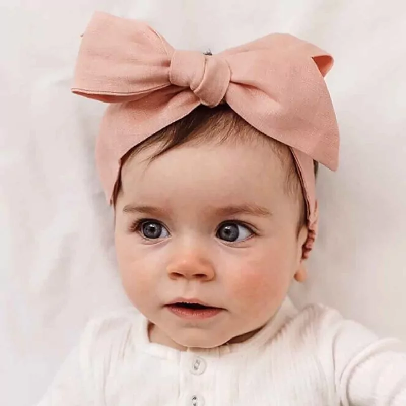 SNUGGLE HUNNY Natural Linen Bow Pre-Tied Headband Wrap - Rust