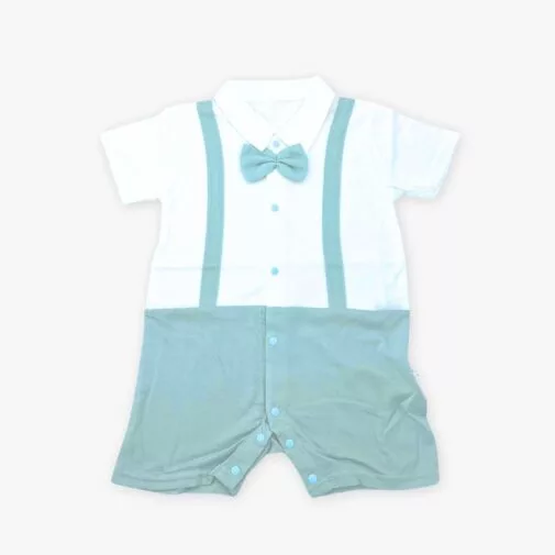 Dapper Gentleman Romper with Collar (Nevada Sky Teal) 3