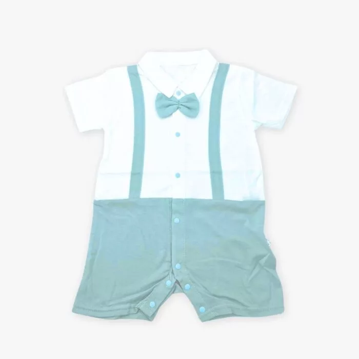 Dapper Gentleman Romper with Collar (Nevada Sky Teal) 3