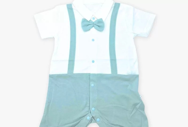 Dapper Gentleman Romper with Collar (Nevada Sky Teal) 3