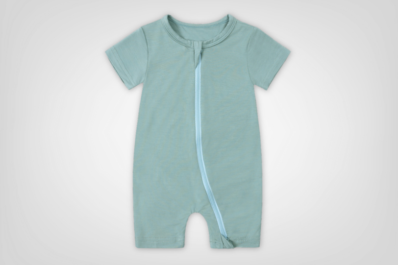 Dusty Teal Bamboo Zip Romper