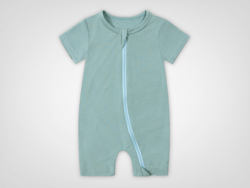 Dusty Teal Bamboo Zip Romper
