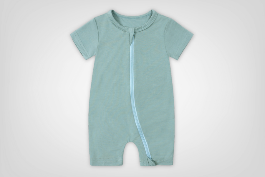 Dusty Teal Bamboo Zip Romper