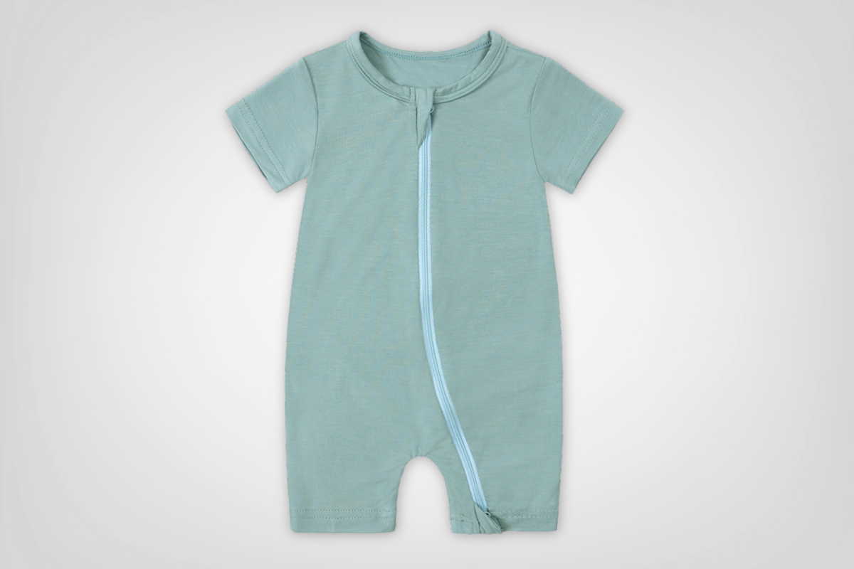 Dusty Teal Bamboo Zip Romper