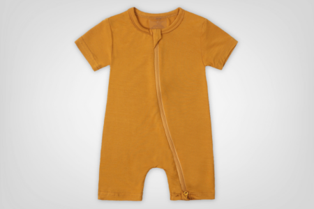 Golden Mustard Bamboo Zip Romper
