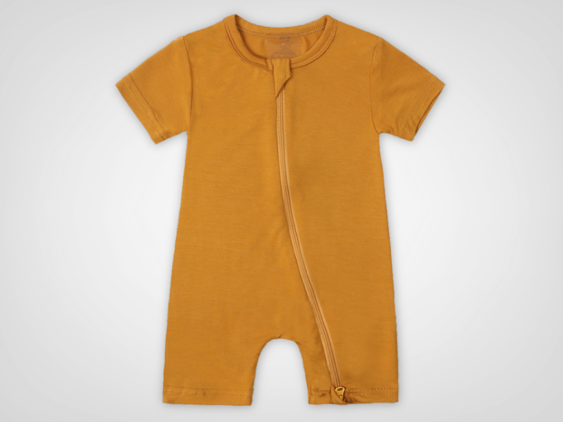 Golden Mustard Bamboo Zip Romper