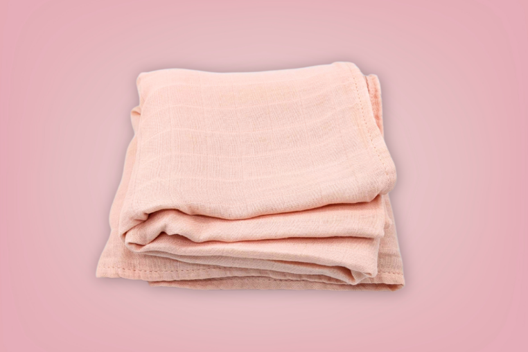Blush Peach Bamboo Muslin Swaddle Blanket