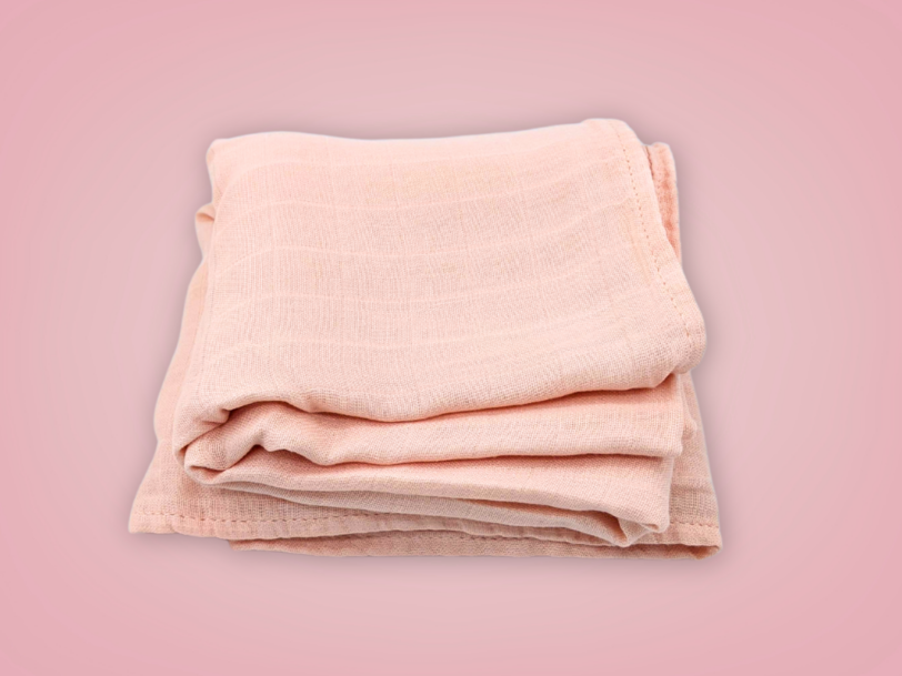 Blush Peach Bamboo Muslin Swaddle Blanket